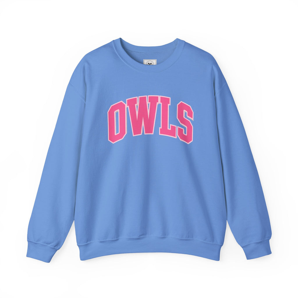 OWLS sweatshirt | Collegiate block letters, pink text