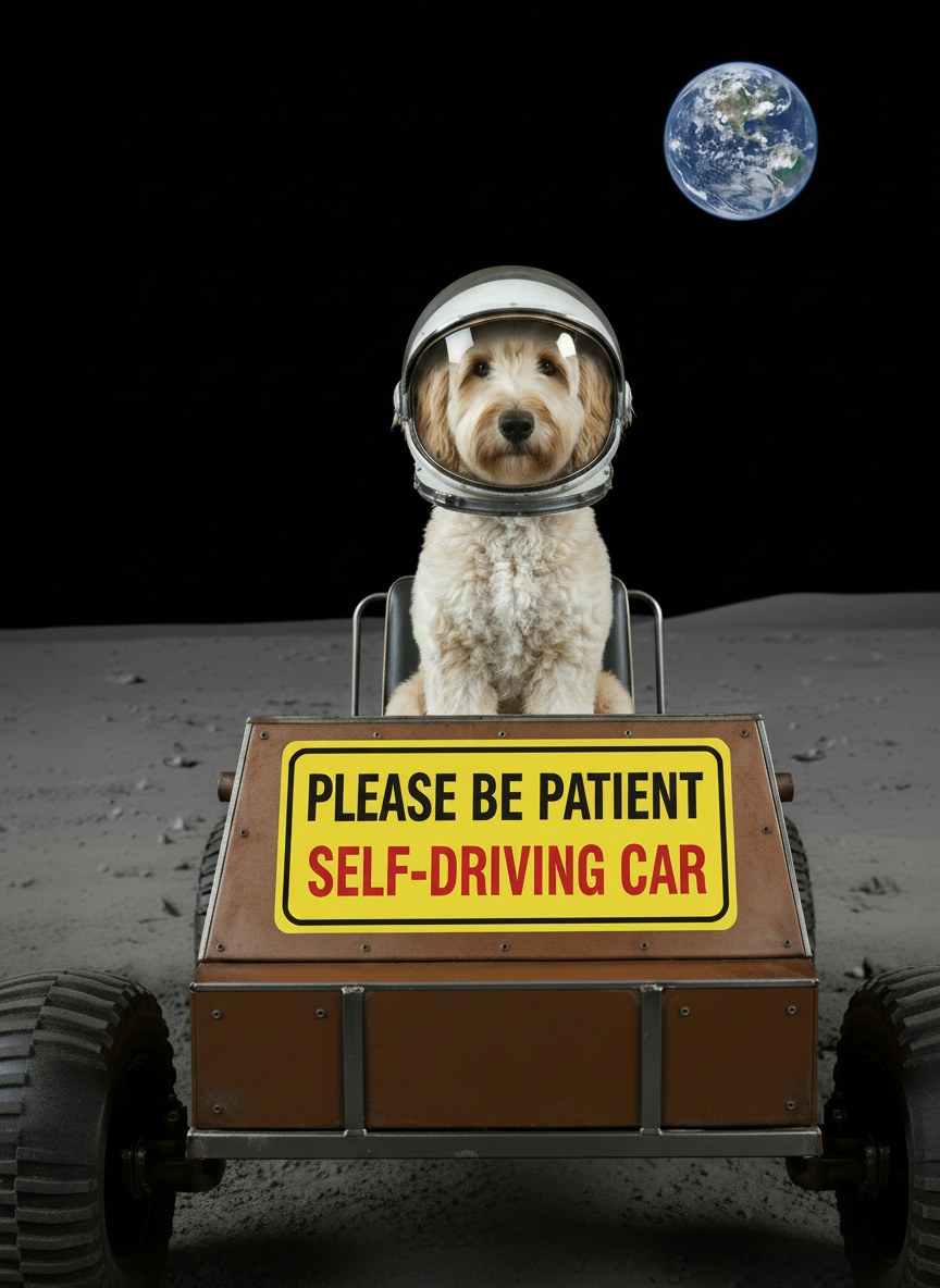 Please Be Patient Self-Driving Car Auto Magnet | Yellow Red Safety Sticker for Model Y/3